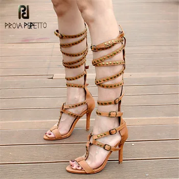 Prova Perfetto New Style Hollow Out T-strap Knee High Boots Sandal Woman Cross Strap Rivet Thin High Heel Lady Gladiator Sandal
Prova Perfetto New Style Hollow Out T-strap Knee High Boots Sandal Woman Cross Strap Rivet Thin High Heel Lady Gladiator Sandal