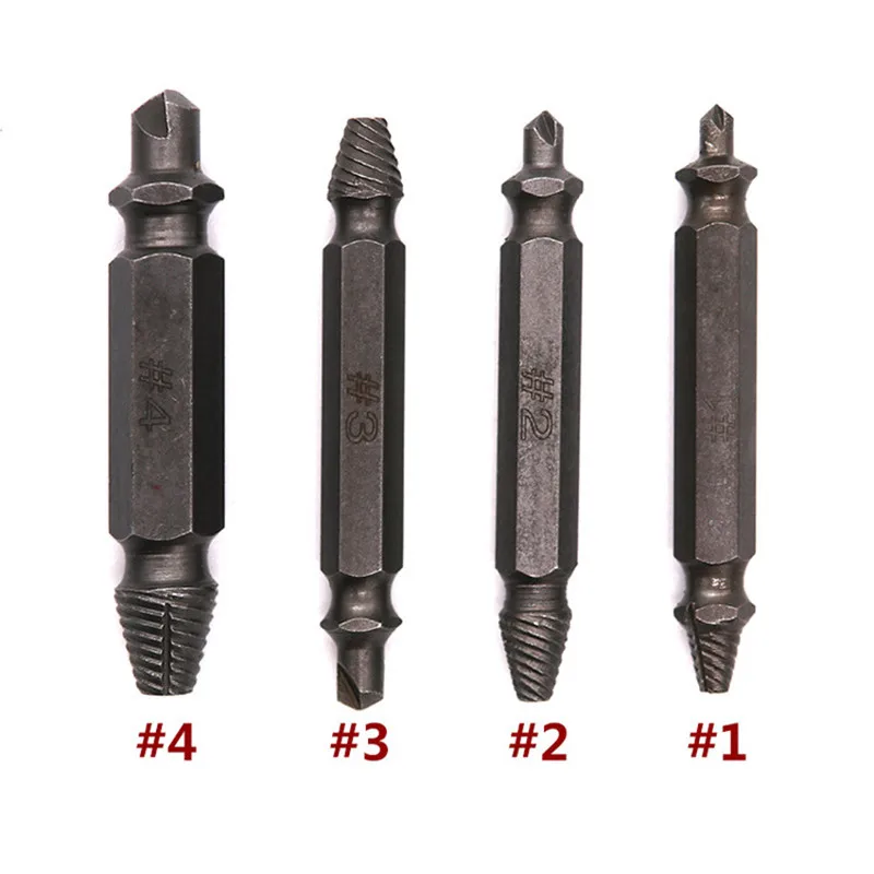 4PCS/Set Double Side Damaged Screw Extractor Drill Bits Metal Damaged Screw Extractor Tool Kit Out Remover Bolt Stud Tool
4PCS/Set Double Side Damaged Screw Extractor Drill Bits Metal Damaged Screw Extractor Tool Kit Out Remover Bolt Stud Tool
