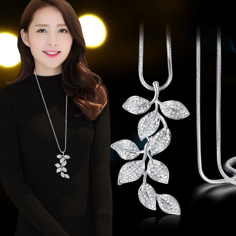 2019 Vintage Long Necklaces for Women Fashion Crystal Leaf Choker Necklaces & Pendants Silver Chain Jewelry Accessories Mujer
2019 Vintage Long Necklaces for Women Fashion Crystal Leaf Choker Necklaces & Pendants Silver Chain Jewelry Accessories Mujer