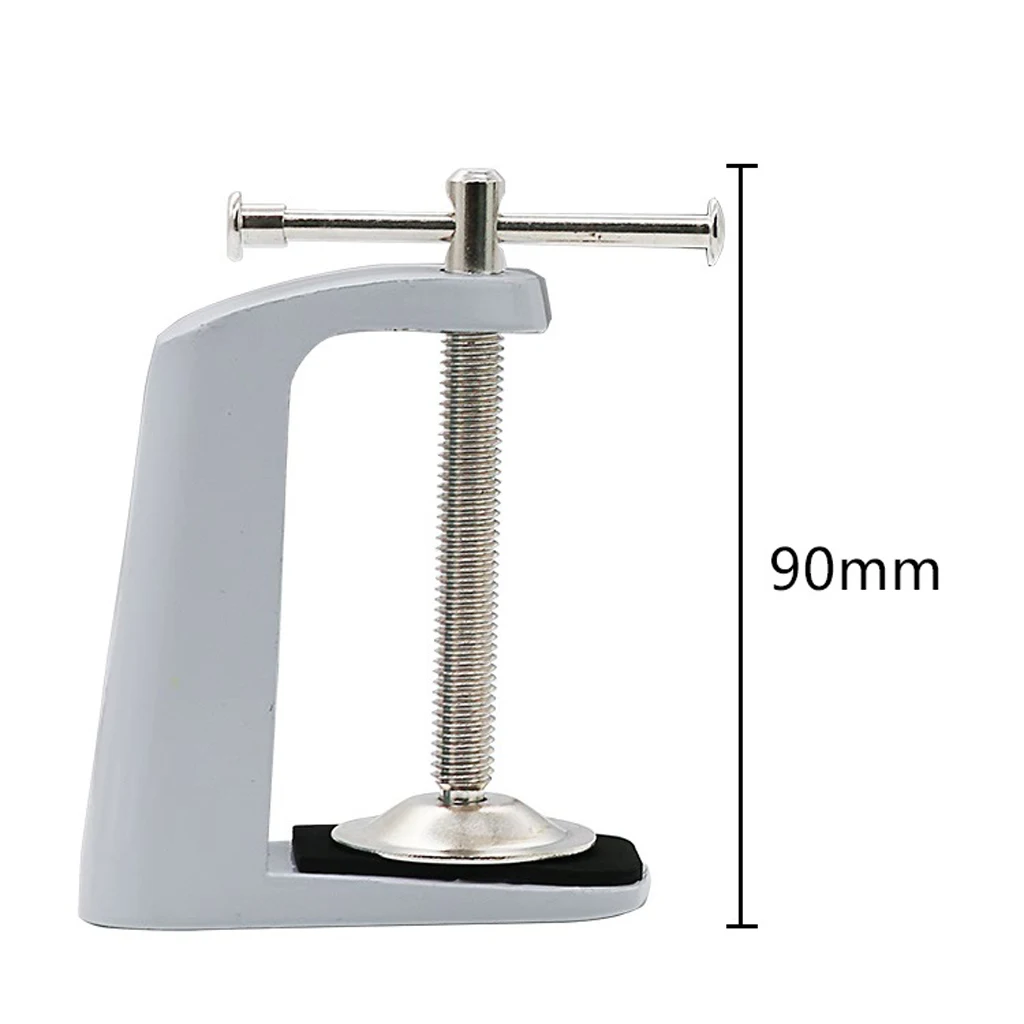 Metal Adjustable Arm Desk Clamp Table Lamp Clip Holder Stand White+Black