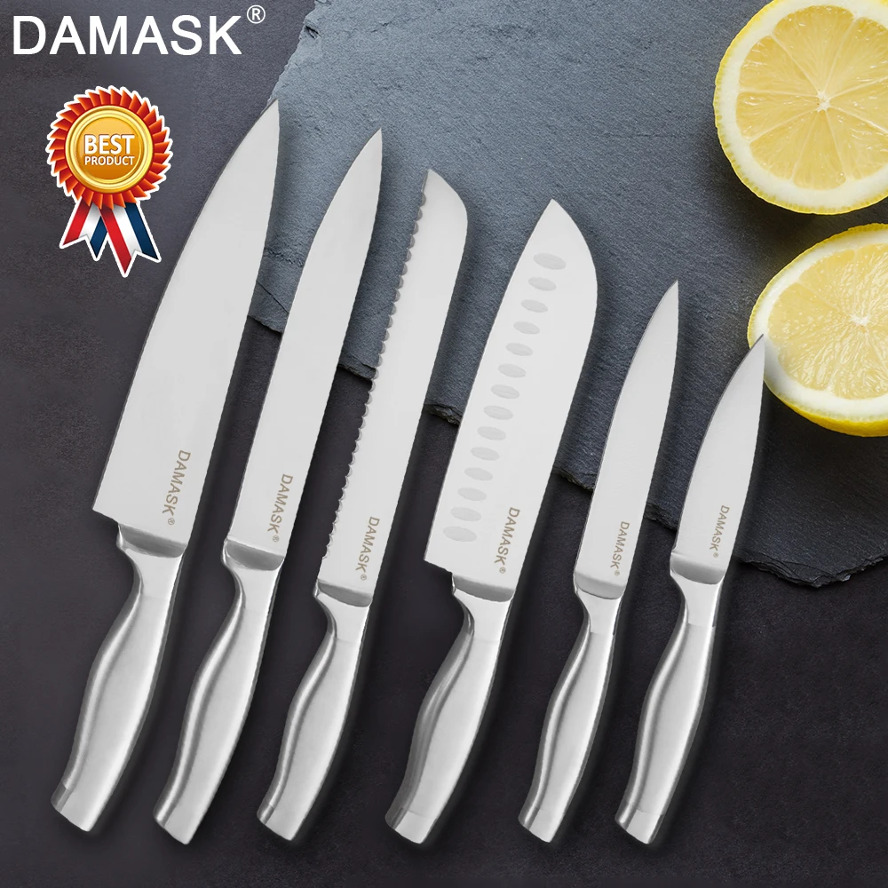 Damask Japanese Stainless Steel Knives Set Fruit Utility Santoku Slicing Bread Chef Knife Functional Kitchen 6PCS Cooking Tools
Damask Japanese Stainless Steel Knives Set Fruit Utility Santoku Slicing Bread Chef Knife Functional Kitchen 6PCS Cooking Tools