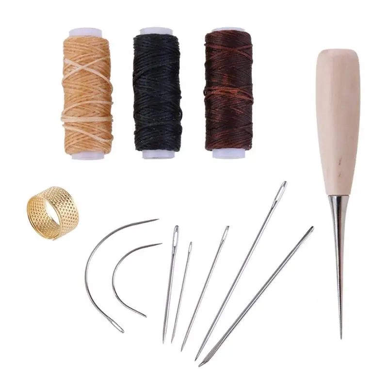 12pcs/set Wood Handle Awl Hand Stitcher Leather Canvas Copper Ring Thimble Craft Stitching Hole 150D 12m Sewing Needle Tool Kit
12pcs/set Wood Handle Awl Hand Stitcher Leather Canvas Copper Ring Thimble Craft Stitching Hole 150D 12m Sewing Needle Tool Kit