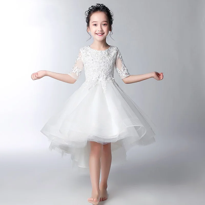 Белые Платья с цветочным узором для девочек на свадьбу бальное платье принцессы