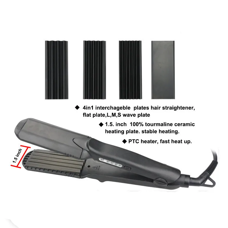 Interchangeable 4 in 1 Fast Hair Straightener Corn Wave Plate Electric Hair Crimper Large To Small Waver Corrugated Flat Iron
Interchangeable 4 in 1 Fast Hair Straightener Corn Wave Plate Electric Hair Crimper Large To Small Waver Corrugated Flat Iron