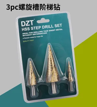 Spiral Slot Stepped Bit Set with 3PC Double Bubble Shell Spiral Slot Titanium-plated Hexagonal Handle Reaming Drill Pagoda Drill
Spiral Slot Stepped Bit Set with 3PC Double Bubble Shell Spiral Slot Titanium-plated Hexagonal Handle Reaming Drill Pagoda Drill