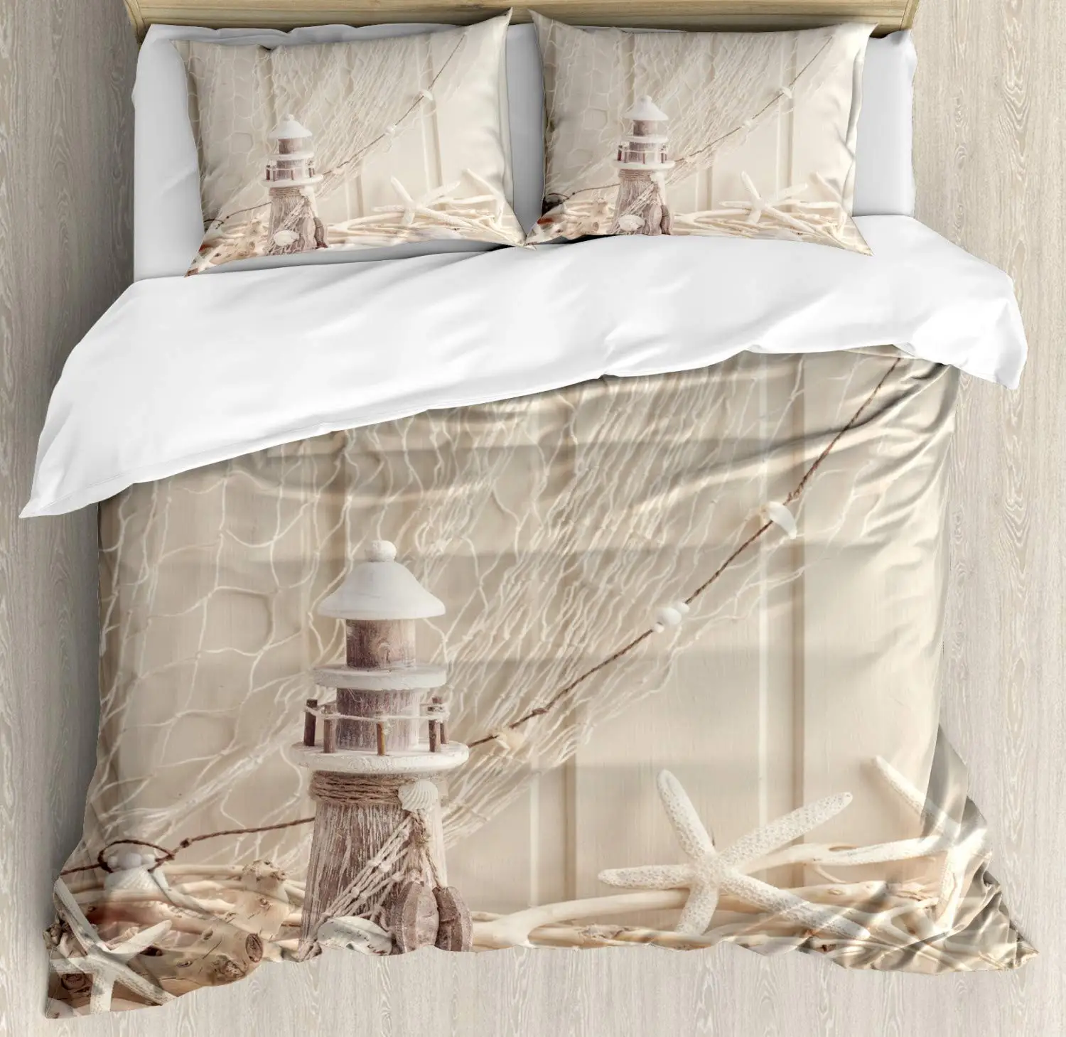 Fishing Net Duvet Cover Set King Size Marine Sea Stars and Shells Underwater Life Wooden Print 4 Piece Bedding Set
Fishing Net Duvet Cover Set King Size Marine Sea Stars and Shells Underwater Life Wooden Print 4 Piece Bedding Set