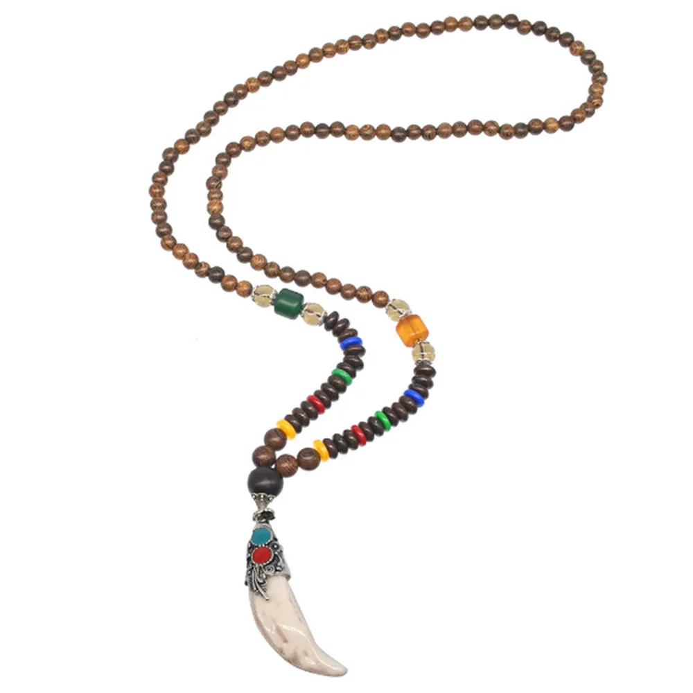 Handmade Wenge Beads Necklace Onyx Stone Wolf Tooth Pendant Men's Buddhist Wood Necklace Long Ethnic Sweater Chain Wholesale
Handmade Wenge Beads Necklace Onyx Stone Wolf Tooth Pendant Men's Buddhist Wood Necklace Long Ethnic Sweater Chain Wholesale
