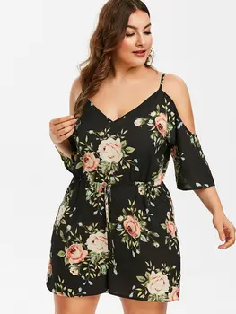 Wipalo Plus Size Flower Cami Romper Cold Shoulder Women Summer Fashion Boho Playsuits Drawstring Waist Romper Beach Females
Wipalo Plus Size Flower Cami Romper Cold Shoulder Women Summer Fashion Boho Playsuits Drawstring Waist Romper Beach Females