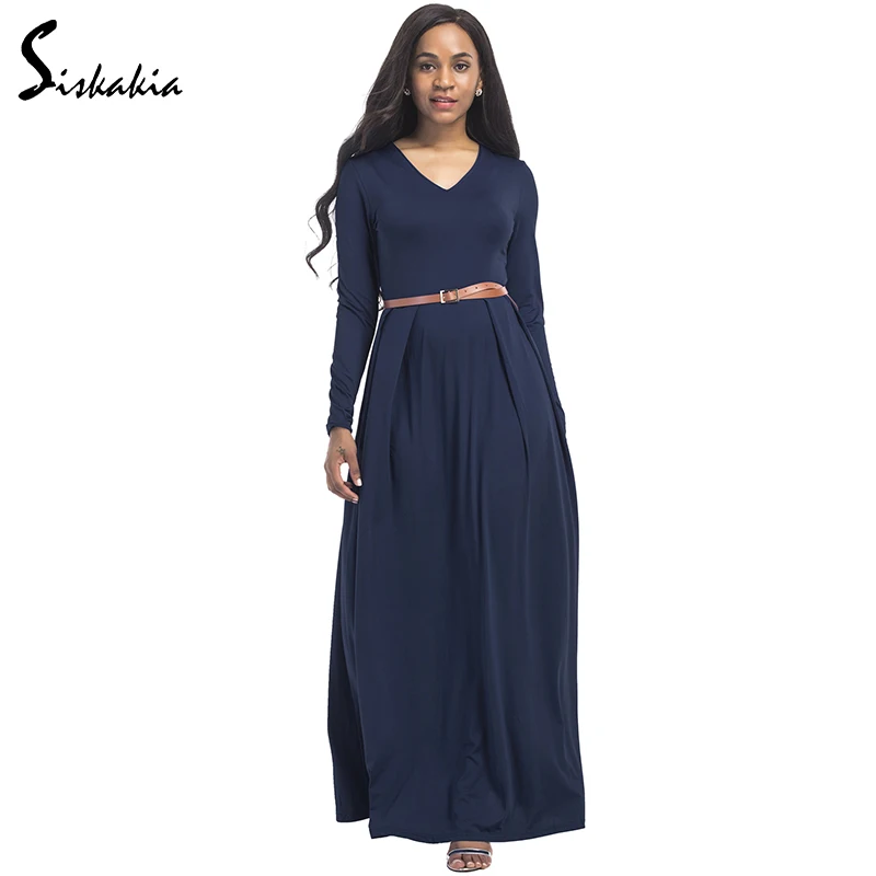 Siskakia solid long sleeve Party long Dress women A line slim fit V neck maxi dresses Autumn 2017 plus size Dress green,red+belt
Siskakia solid long sleeve Party long Dress women A line slim fit V neck maxi dresses Autumn 2017 plus size Dress green,red+belt