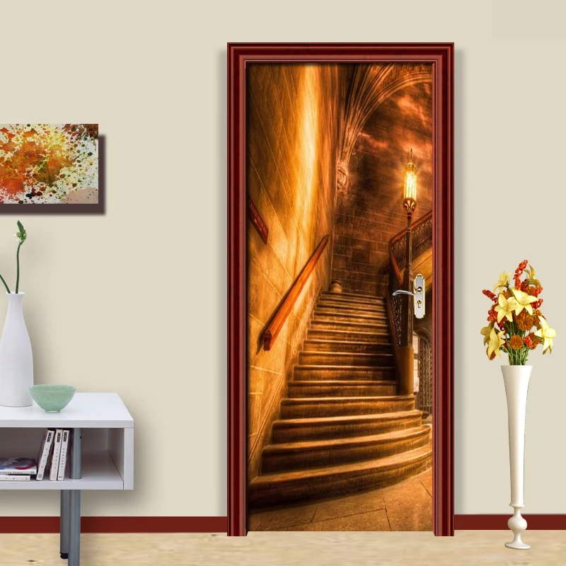 PVC Self-adhesive Door Sticker Golden Corridor Staircase Photo Wallpaper Mural For Living Room Door Home Decor Papel De Parede
PVC Self-adhesive Door Sticker Golden Corridor Staircase Photo Wallpaper Mural For Living Room Door Home Decor Papel De Parede