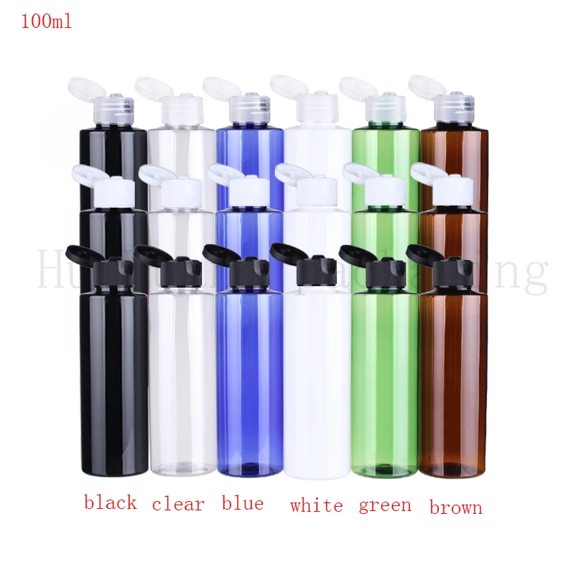 60pcs 100ml Flip Screw Cap Bottle black Plastic Cosmetic Container Sample Empty Lotion Sub-bottling Shampoo | Красота и здоровье