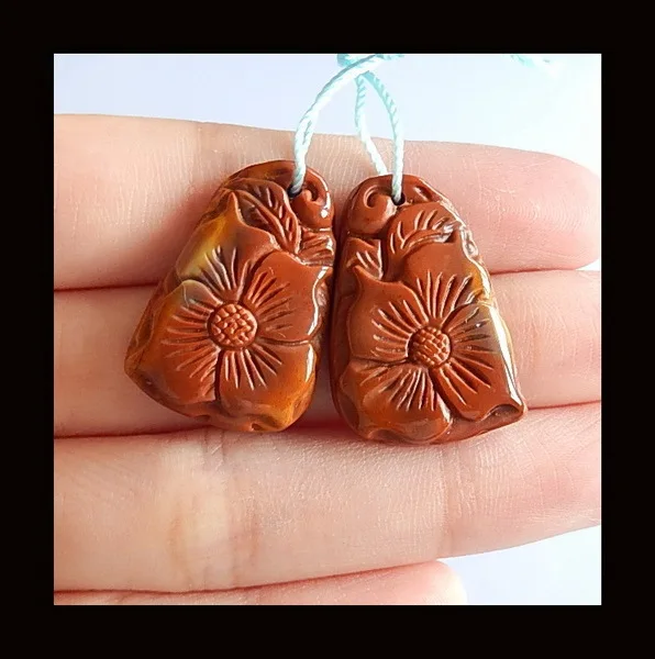 Carved Mookite Jasper Flower Earring Beads,Charms Women Earrings Jewelry Gift Gem Customized,26x18x5mm,6.95g,
Carved Mookite Jasper Flower Earring Beads,Charms Women Earrings Jewelry Gift Gem Customized,26x18x5mm,6.95g,