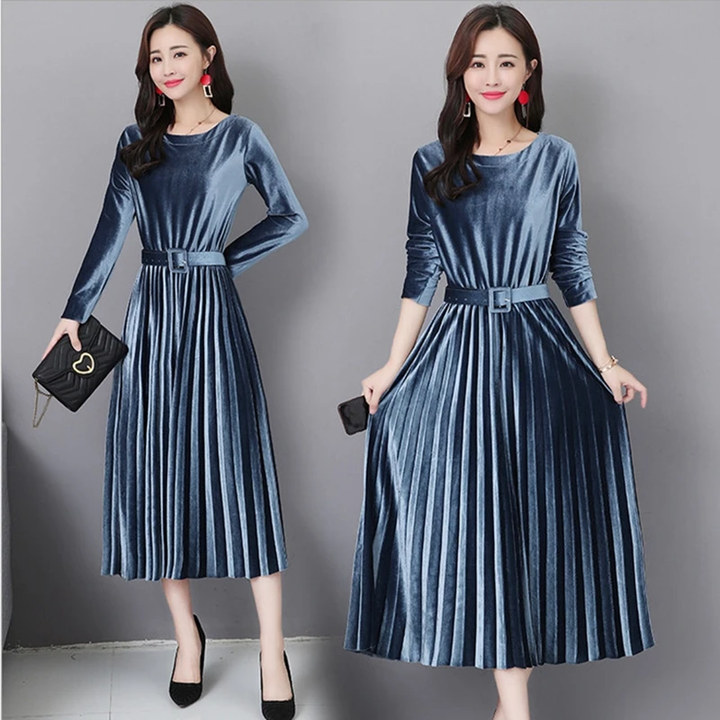 Gold Velvet Pleated The Dress Vestido De Festa Stylish Sashes Women's Dresses Ukraine Solid Color Fashion Midi Dress Vestidos
Gold Velvet Pleated The Dress Vestido De Festa Stylish Sashes Women's Dresses Ukraine Solid Color Fashion Midi Dress Vestidos