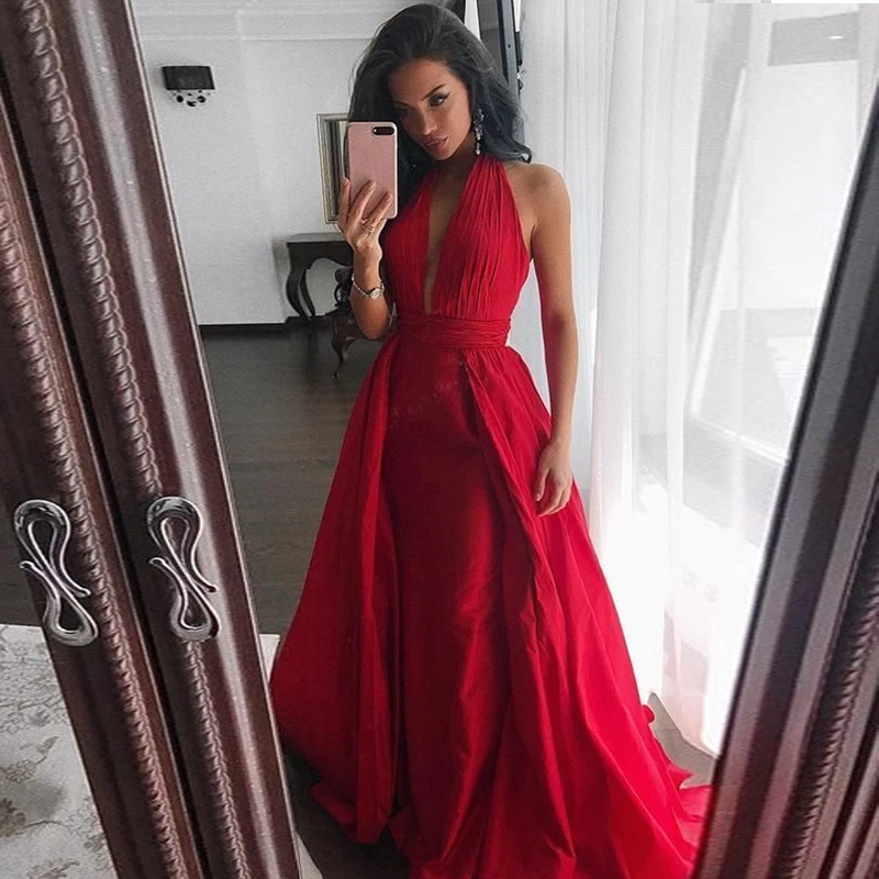 Halter Deep V Open Back Long Prom Dresses Red Sexy Backless A Line Evening Gown Dress 2019 Vestido De Fiesta
Halter Deep V Open Back Long Prom Dresses Red Sexy Backless A Line Evening Gown Dress 2019 Vestido De Fiesta