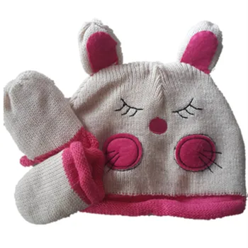 Cartoon Cute animals Rabbit Cat Hats Knitting Cotton Wool Winter Warm Ear protection caps Fleece Lining Beanies with gloves set
Cartoon Cute animals Rabbit Cat Hats Knitting Cotton Wool Winter Warm Ear protection caps Fleece Lining Beanies with gloves set