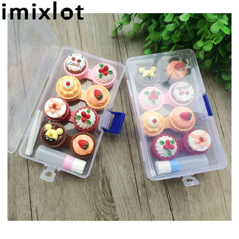 IMIXLOT 1Set Cartoon Cute Cream Cake Glasses Double Contact Lenses Box Contact Lens Case For Eyes Care Kit Holder Container Gift
IMIXLOT 1Set Cartoon Cute Cream Cake Glasses Double Contact Lenses Box Contact Lens Case For Eyes Care Kit Holder Container Gift