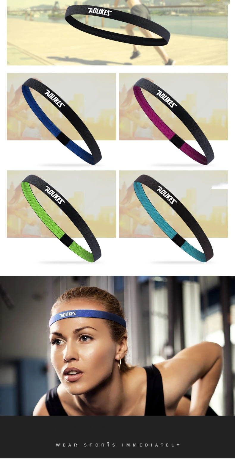 Description Picture 4 of itemAOLIKES 1 Pcs Nylon Elastic Head Sweatband Non-slip For Men Women Yoga Hair Bands Running Sweat Bands Fitness Headband Wholesale