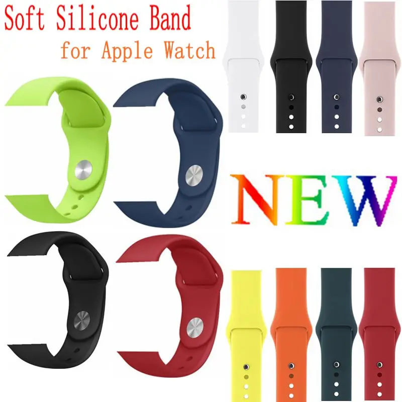 Sport Silicone Strap For Apple Watch Band 42mm 38mm Rubber Watchband Black Blue Watch Straps for Iwatch Series 3/2/1 Accessories
Sport Silicone Strap For Apple Watch Band 42mm 38mm Rubber Watchband Black Blue Watch Straps for Iwatch Series 3/2/1 Accessories
