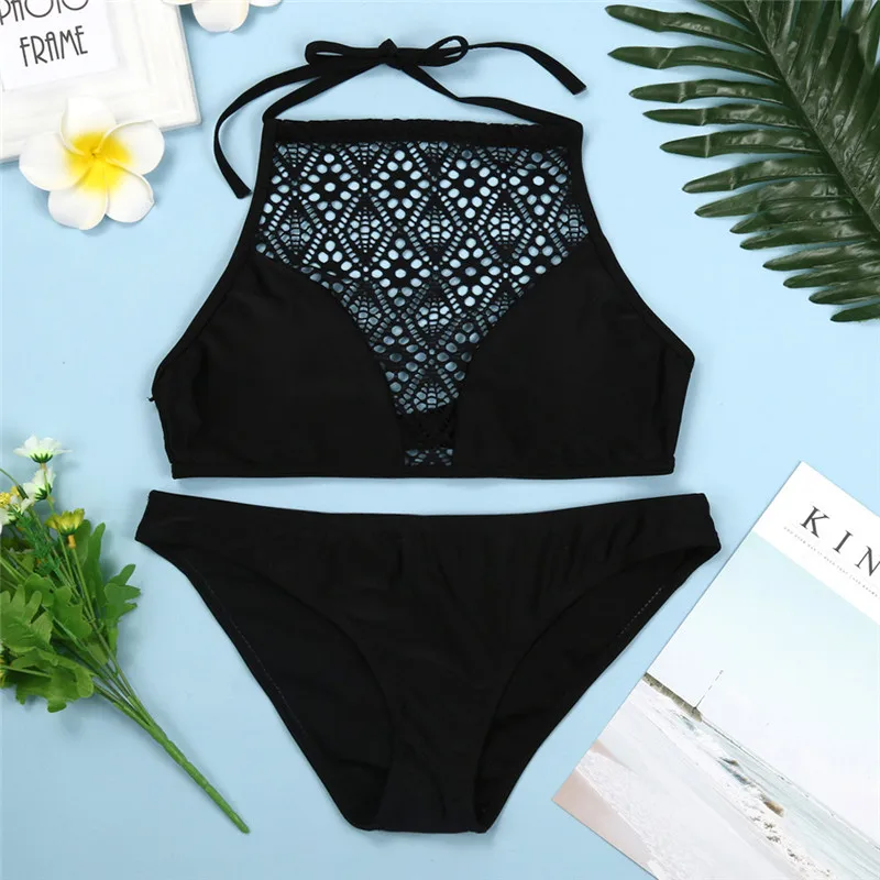 Women Sandy Beach Swimwear Black mesh openwork Push-up split ladies swimsuit Padded Bra Sexy Bikini Swimsuit Set Black Pregnant
Women Sandy Beach Swimwear Black mesh openwork Push-up split ladies swimsuit Padded Bra Sexy Bikini Swimsuit Set Black Pregnant