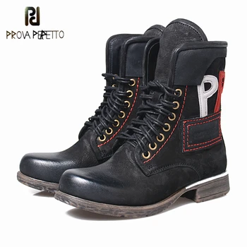 Prova Perfetto Retro Genuine Leather Flat Martin Boots Chunky Heels Lace-up Mid Women Boots England Style Student Mid Boots
Prova Perfetto Retro Genuine Leather Flat Martin Boots Chunky Heels Lace-up Mid Women Boots England Style Student Mid Boots