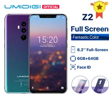 UMIDIGI Z2 הגלובלי גרסה Helio P23 6 GB RAM 64 GB ROM 6.2 "FHD + מלא מסך Quad מצלמה אנדרואיד 8.1 3850 mah פנים מזהה 4G Smartphone(China)