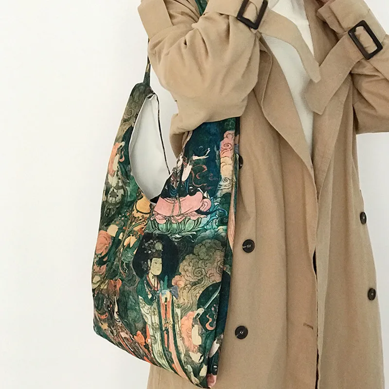 Buddhist canvas large capacity thickening shoulder bag print colorful simple casual women shopping hand bags
Buddhist canvas large capacity thickening shoulder bag print colorful simple casual women shopping hand bags