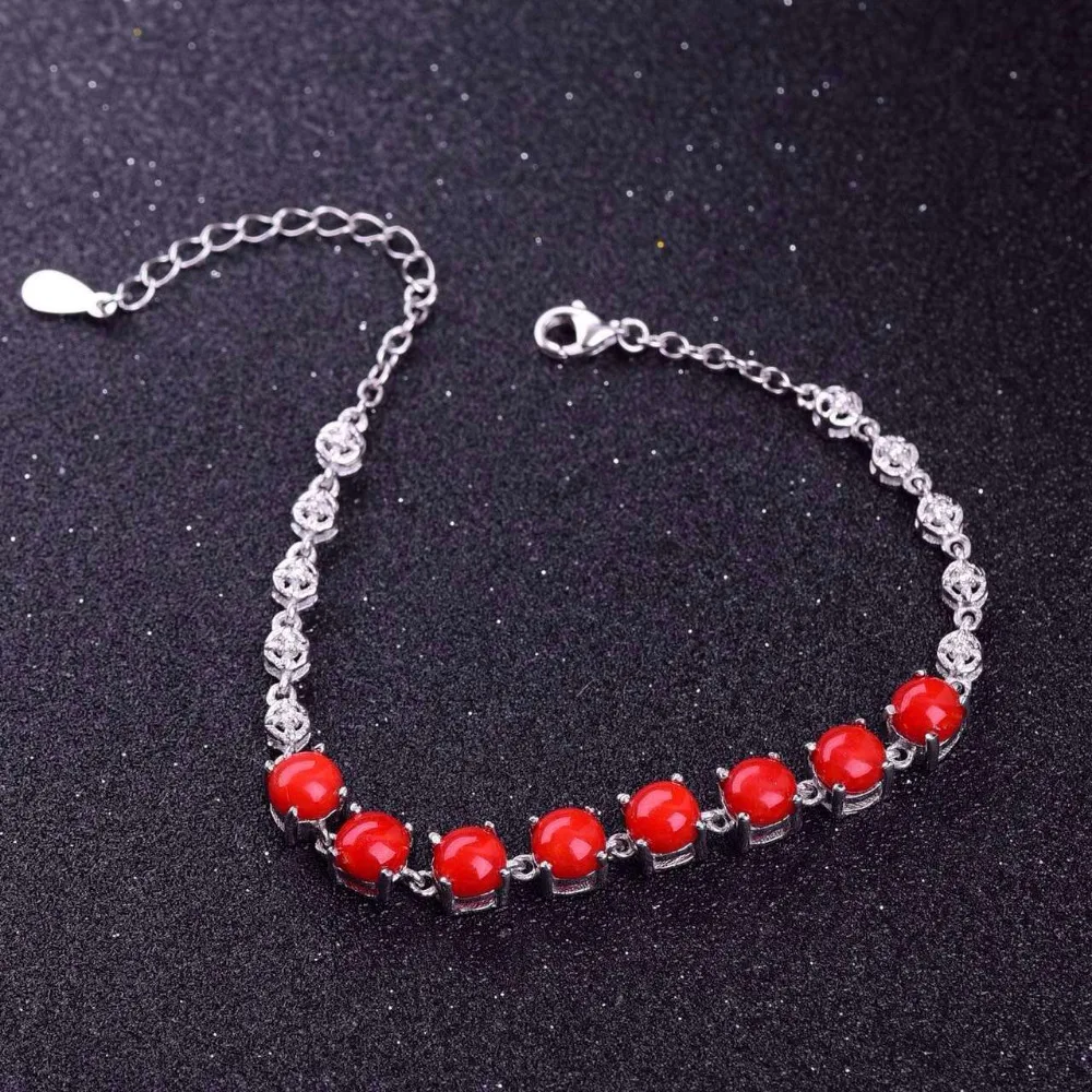 natural red coral Bracelet Natural gemstone bracelet 925 sterling silver fashion Elegant Exquisite round women wedding jewelry
natural red coral Bracelet Natural gemstone bracelet 925 sterling silver fashion Elegant Exquisite round women wedding jewelry