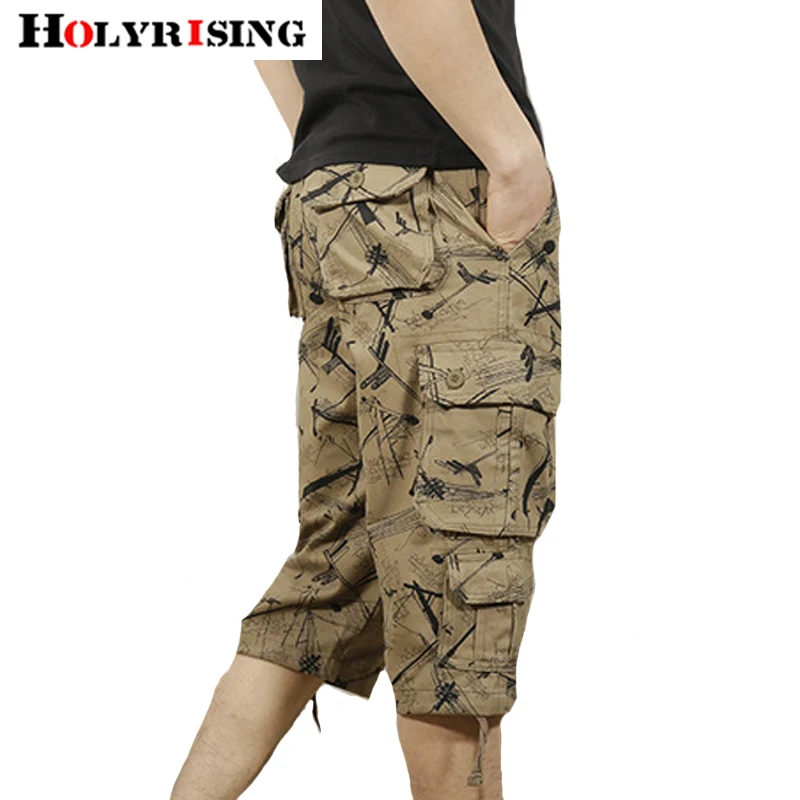 Фото Шорты Holyrising мужские с карманами хлопковые удобные короткие штаны свободные