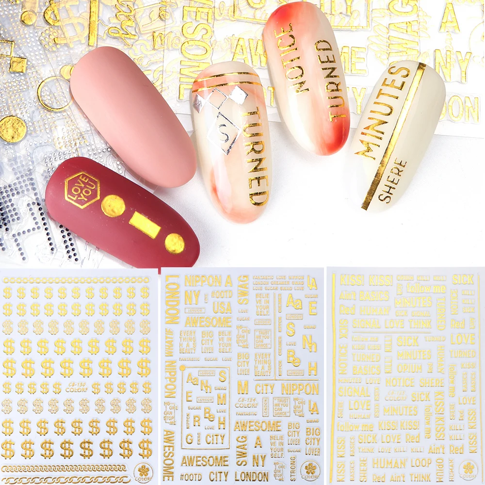 1Pcs 3D Letter Nail Sticker Gold Silver Black Adhesive Geometry Waves Design Transfer Decal DIY Nail Art Decorations LACB122-130
1Pcs 3D Letter Nail Sticker Gold Silver Black Adhesive Geometry Waves Design Transfer Decal DIY Nail Art Decorations LACB122-130