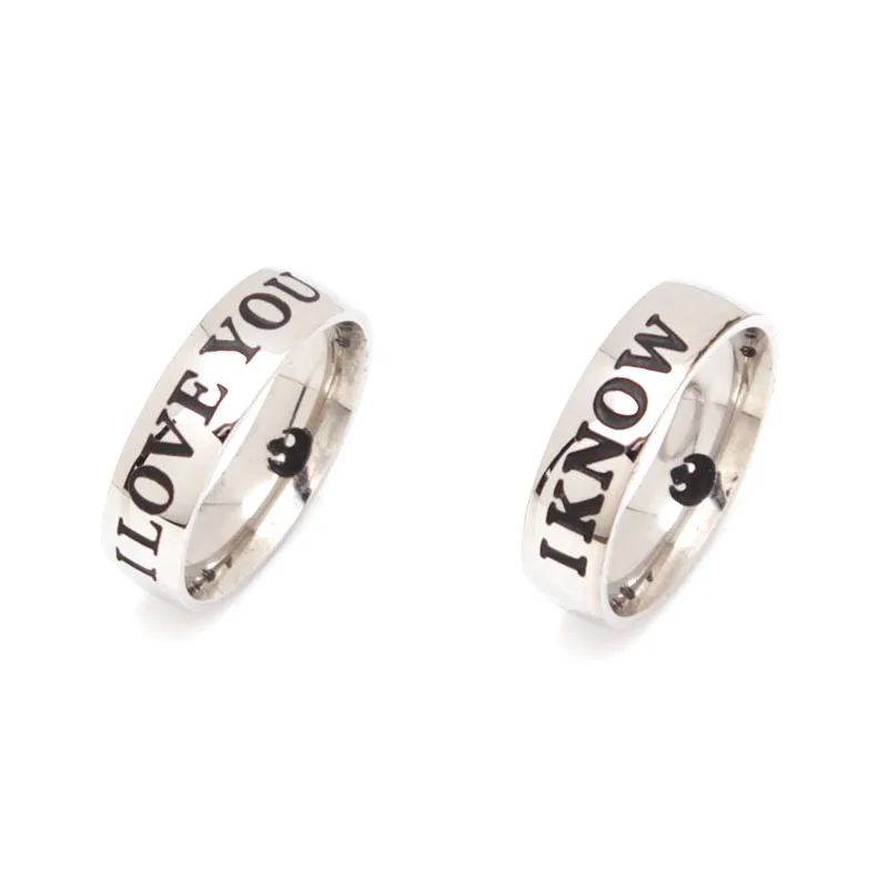 Star Wars Rings I Love You I Know Couple Rings Stainless Steel Lovers Ring Valentine's Day Gift Best Present Promise Ring
Star Wars Rings I Love You I Know Couple Rings Stainless Steel Lovers Ring Valentine's Day Gift Best Present Promise Ring