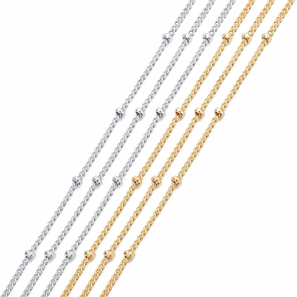 

LOULEUR 2018 New 5m/lot High Quality Beads Chains Rhodium/KC Gold Color Copper Chains for DIY Jewelry Necklace Makings