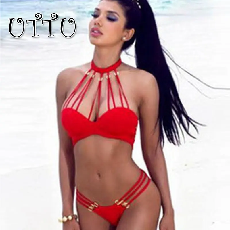 UTTU New Sexy String Beach Bikini High Neck Swimsuit Women Solid Red Black White Swimwear Push Up Bathing Suit Thong Swim Wear
UTTU New Sexy String Beach Bikini High Neck Swimsuit Women Solid Red Black White Swimwear Push Up Bathing Suit Thong Swim Wear
