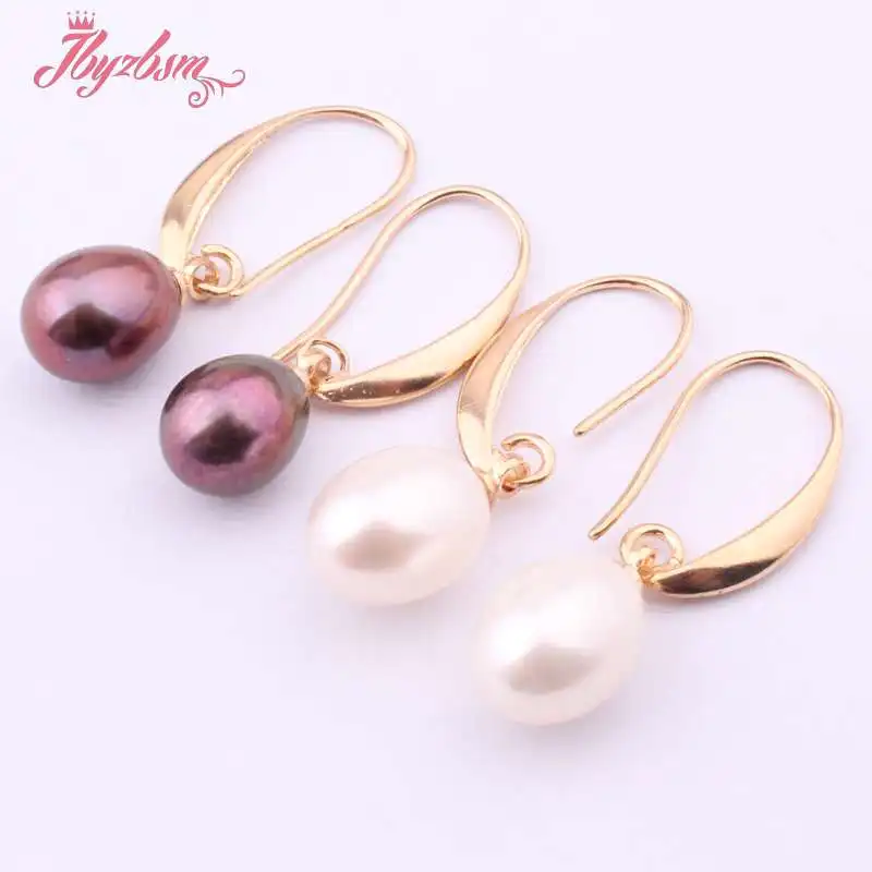 

7x8-9x10mm Natural Oval Freshwater Pearl Gem Stone Tibetan Silver Dangle Hook Women Earrings For Woman Christmas Gift 1 Pair