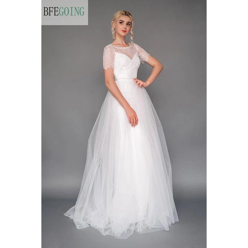 White Lace Tulle Floor-Length A-line Wedding Dress Short Sleeveless Zipper Buttons Real/Original Photos Custom made
White Lace Tulle Floor-Length A-line Wedding Dress Short Sleeveless Zipper Buttons Real/Original Photos Custom made