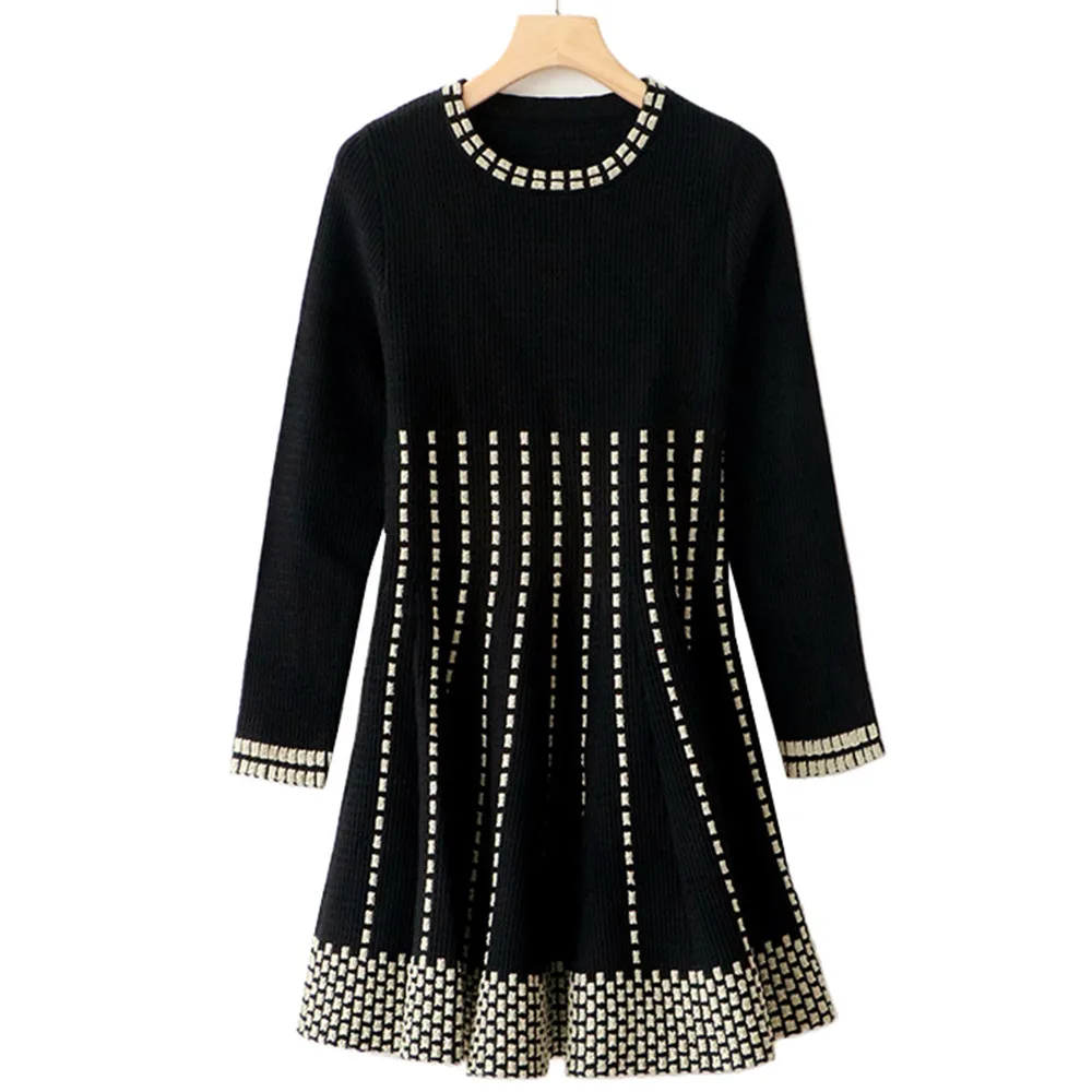 Tunjuefs Design Vintage Sparkle Dress Women Pullover Slim Lurex Striped Dress Knit Vestido Autumn Winter Dress Runway Robe
Tunjuefs Design Vintage Sparkle Dress Women Pullover Slim Lurex Striped Dress Knit Vestido Autumn Winter Dress Runway Robe