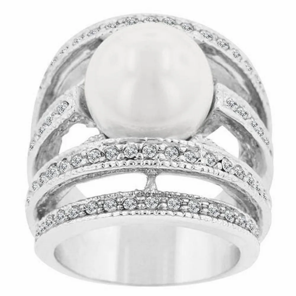 High Grade Luxurious Small Rhinestones Big Imitation Pearl Statement Collection Ring For Women
High Grade Luxurious Small Rhinestones Big Imitation Pearl Statement Collection Ring For Women