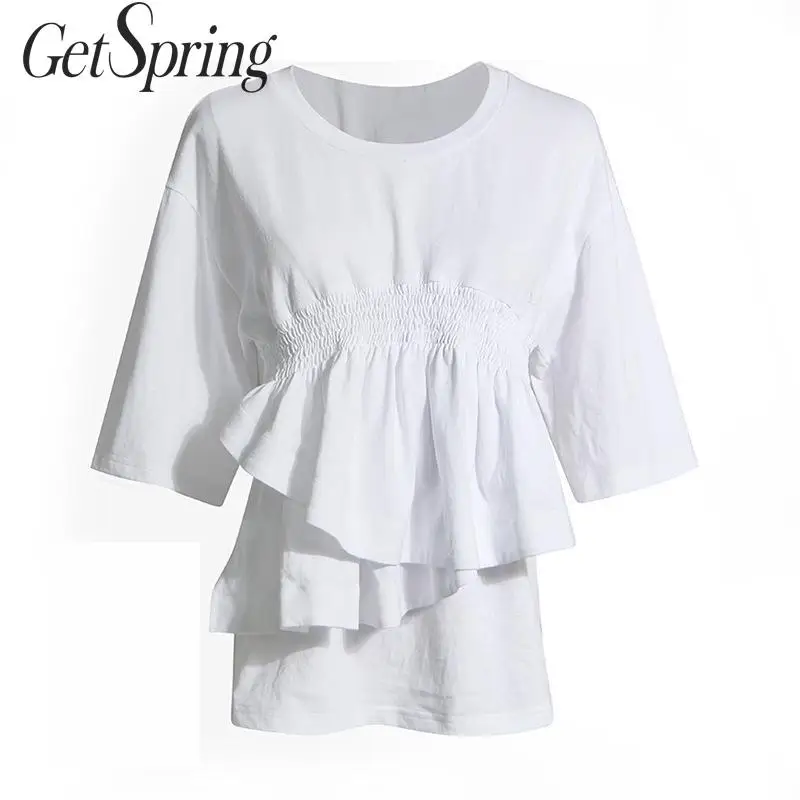 GETSPRING Women T Shirt Short Sleeved Tshirts Cotton Women T-shirt Ruffles Spliced Irregular Summer Top Vintage Womens Tees 2019
GETSPRING Women T Shirt Short Sleeved Tshirts Cotton Women T-shirt Ruffles Spliced Irregular Summer Top Vintage Womens Tees 2019