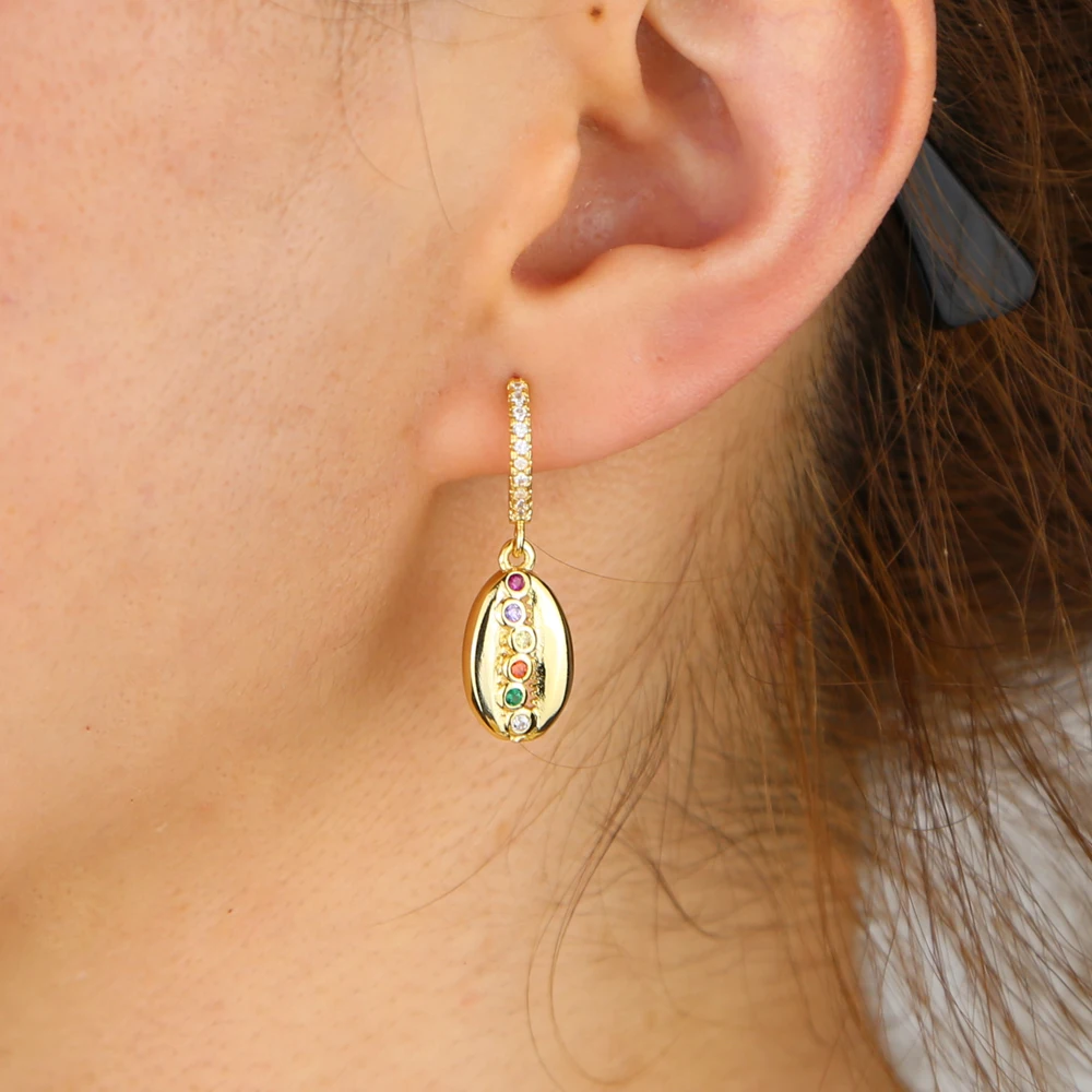 Summer Beach SHELL Charm Jewelry Gold Color Sea Shell Colorful Rainbow Cz STONE Dangle Charm Earring For Women WEDDING EARRING
Summer Beach SHELL Charm Jewelry Gold Color Sea Shell Colorful Rainbow Cz STONE Dangle Charm Earring For Women WEDDING EARRING