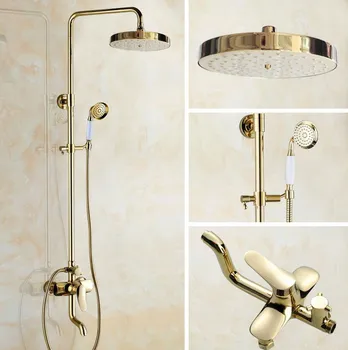 Golden Brass Wall Mounted Bathroom Rainfall Shower Faucet Set W/ Hand Shower Bathtub Mixer Tap Cgf315
Golden Brass Wall Mounted Bathroom Rainfall Shower Faucet Set W/ Hand Shower Bathtub Mixer Tap Cgf315