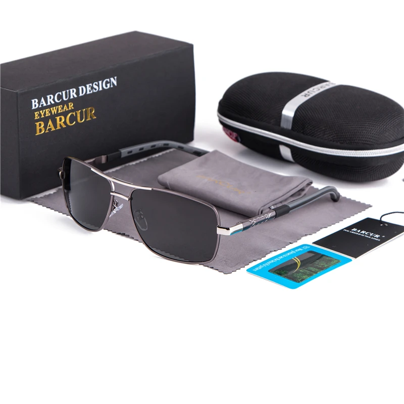 BARCUR Rectangle Polarized Sunglasses Driving Glasses Men's