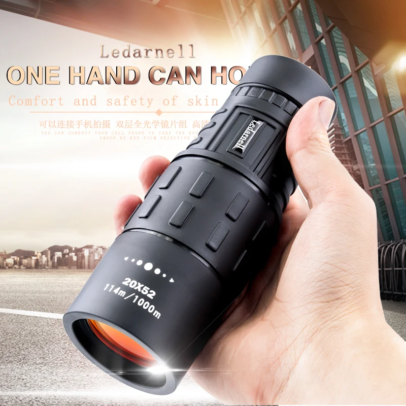 20X 52 Dual Focus Dual RED Film Powered Big Eyepiece Monocular Telescope Optical Glass Lens Viewing Bird Watching Travel Tool
20X 52 Dual Focus Dual RED Film Powered Big Eyepiece Monocular Telescope Optical Glass Lens Viewing Bird Watching Travel Tool