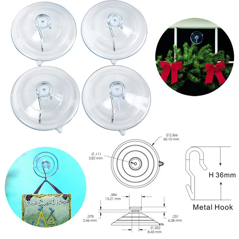 4PCS Large Suction Cups With Hooks Strong Home Kitchen PVC Transparent Suction Sucker Wall Hooks Hanger For Kitchen Bathroom
4PCS Large Suction Cups With Hooks Strong Home Kitchen PVC Transparent Suction Sucker Wall Hooks Hanger For Kitchen Bathroom