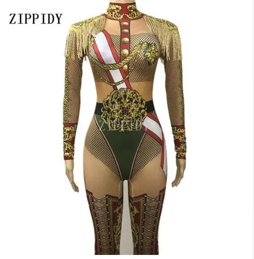 Shining Military Uniform Sexy Bodysuit One-piece Costume Singer Stage Wear Tassel Dance WEAR Party Stretch Nude Outfit
Shining Military Uniform Sexy Bodysuit One-piece Costume Singer Stage Wear Tassel Dance WEAR Party Stretch Nude Outfit