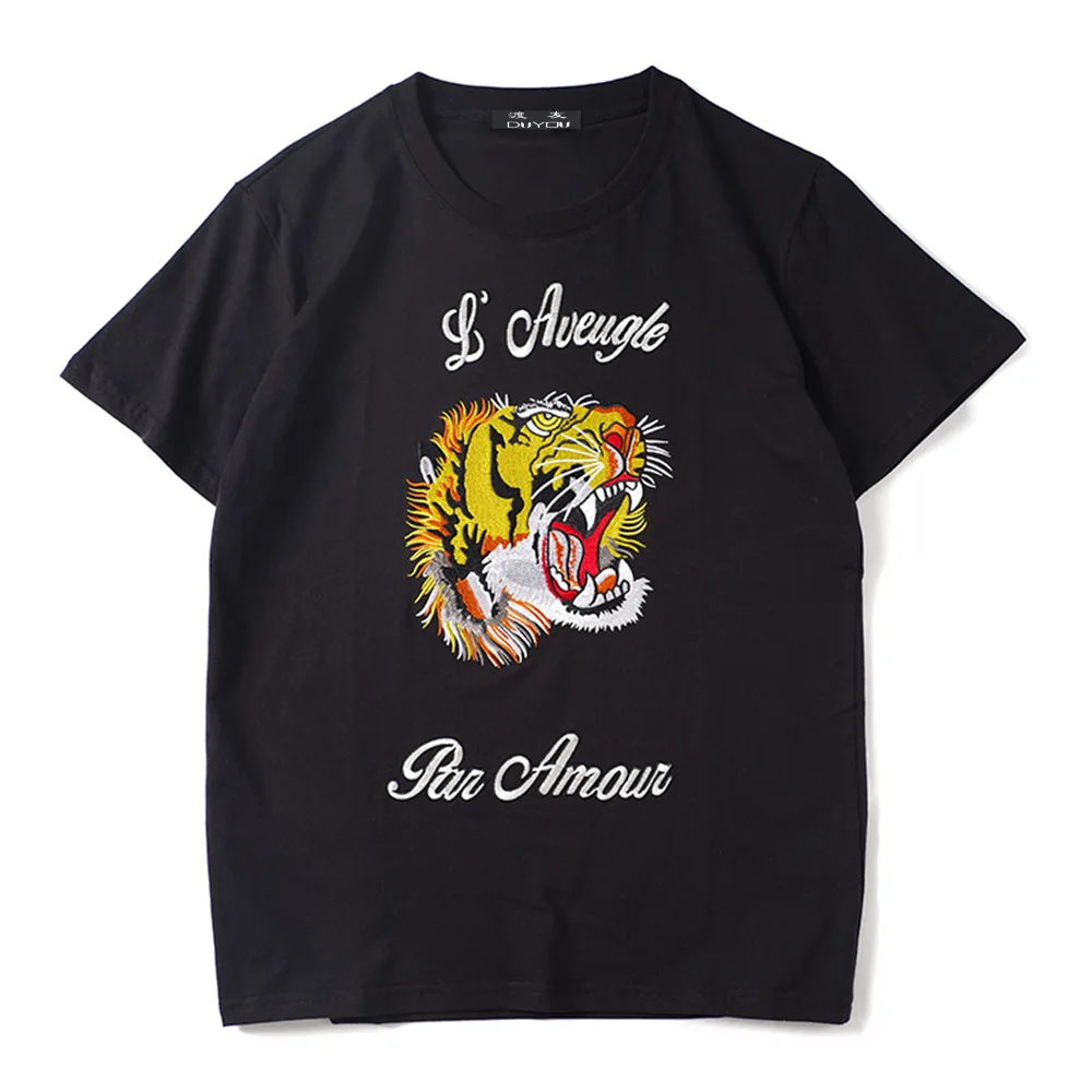 DUYOU Mens Designer T Shirts 2019 Embroidery Tiger Head Short Sleeve Tshirts Summer Hip Hop 100% Cotton Tops Tees Streetwear
DUYOU Mens Designer T Shirts 2019 Embroidery Tiger Head Short Sleeve Tshirts Summer Hip Hop 100% Cotton Tops Tees Streetwear