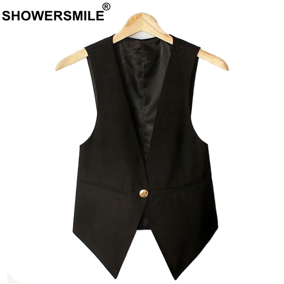 SHOWERSMILE Black Sleeveless Vests For Women Slim Fit Waistcoat Single Button Suit Vest Female OL Jackets Autumn Summer Gilet
SHOWERSMILE Black Sleeveless Vests For Women Slim Fit Waistcoat Single Button Suit Vest Female OL Jackets Autumn Summer Gilet