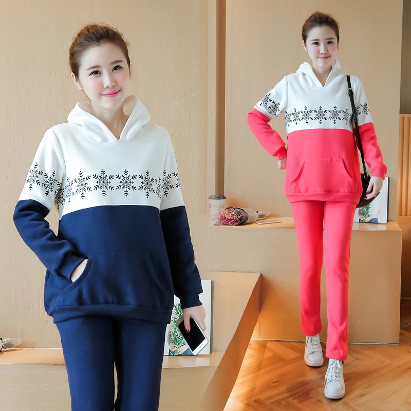 Winter and winter warm pregnant women hooded sets of sweater plus velvet thick hoodies and leisure care belly pants suit
Winter and winter warm pregnant women hooded sets of sweater plus velvet thick hoodies and leisure care belly pants suit