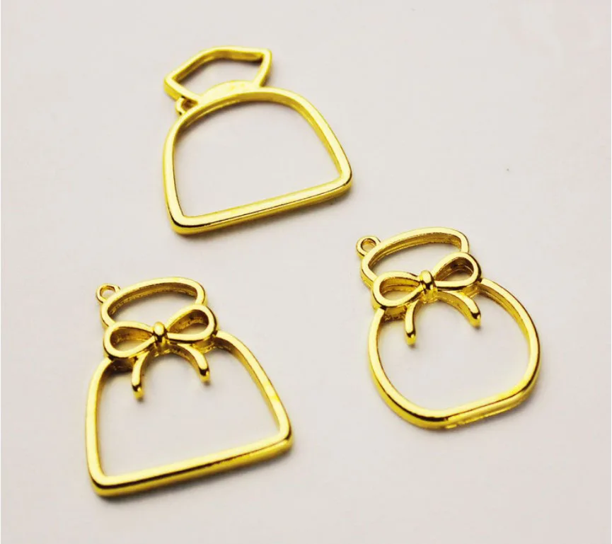 Фото Gift bag Metal Frame Pendant Gold Charm Bezel Setting Cabochon UV Resin Jewelry Making tools | Украшения и аксессуары