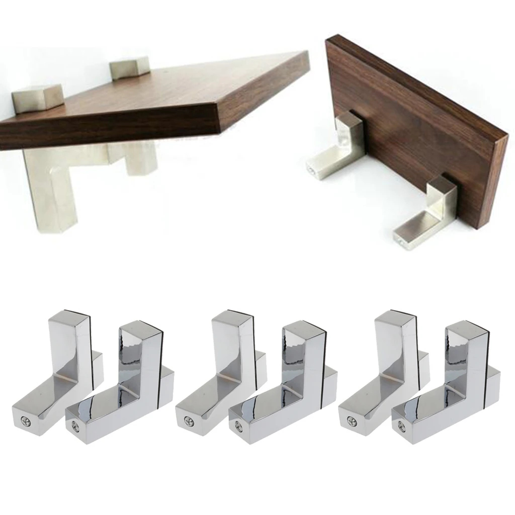 6x/set Solid Adjustable Wood/Glass Shelf Bracket Wall Mount Brushed Nickel