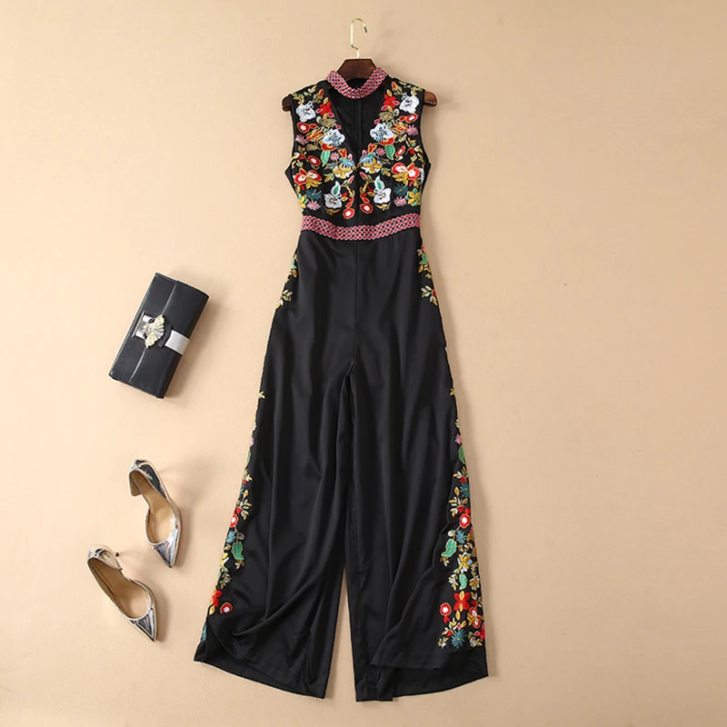 HIGH STREET Newest Fashion 2019 Designer Jumpsuit Women's Sleeveless Stunning Embroidery Wide Leg Jumpsuit
HIGH STREET Newest Fashion 2019 Designer Jumpsuit Women's Sleeveless Stunning Embroidery Wide Leg Jumpsuit