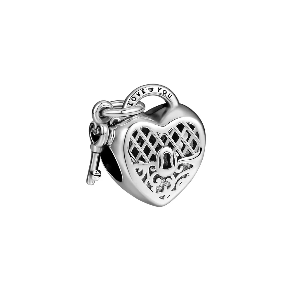 925 Sterling Silver Love You Lock Charm with Heart Key Fit for Women DIY Jewelry Making Bracelet Charm Necklace Pendant Beads
925 Sterling Silver Love You Lock Charm with Heart Key Fit for Women DIY Jewelry Making Bracelet Charm Necklace Pendant Beads